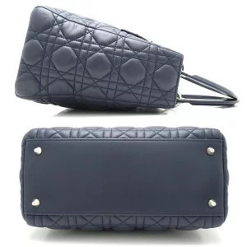 Dior Lady Lambskin Bag Shoulder Blue  Navy Handbag Christian